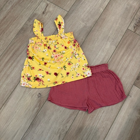 Girls 2-piece Summer Outfit -Yellow Floral- The Children's Place size 4T - Picture 1 of 7
